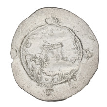 Drachma, Hormizd IV (ruler of Persia; 579–590). Obverse: bust of Hormizd IV facing right, wearing a