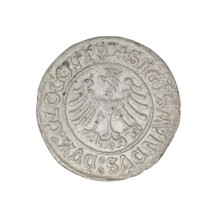 Glogów grosz, Sigismund I the Old (King of Poland; 1506–1548). Obverse: Pogon (coat of arms),