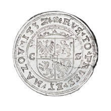 Quarter crown thaler forgery by Majnert; Sigismund I the Old (King of Poland; 1506–1548). Design: