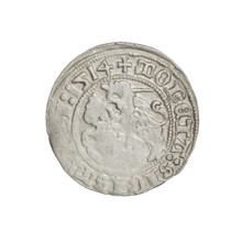 Lithuanian half-grosz, Sigismund I the Old (King of Poland; 1506–1548). Obverse: Pogon (Lithuanian