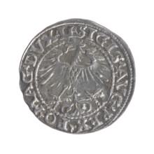 Lithuanian half-grosz, Sigismund II Augustus (King of Poland; 1544–1572). Obverse: Polish Eagle; in