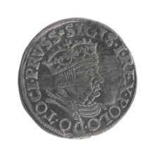 Gdansk trojak, Sigismund I the Old (King of Poland; 1506–1548); Polish coin dated 1536. Obverse: