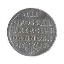 Gdansk trojak; Sigismund I the Old (King of Poland, 1506–1548); Polish coin; male busts; Sigismund