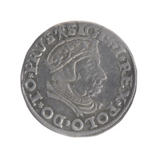 Gdansk trojak, Sigismund I the Old (King of Poland; 1506–1548), male busts, Polish coin; royal bust