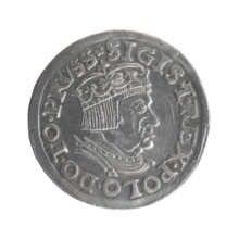 Gdansk trojak, Sigismund I the Old (King of Poland; 1506–1548). Polish coin (trojak), 1537.
