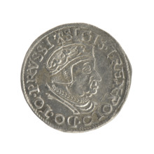 Gdansk troika, Sigismund I the Old (King of Poland; 1506–1548). Obverse: Crowned male bust in