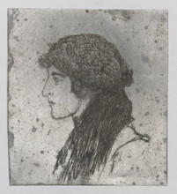Portrait of a woman in profile; verso: Church with a brick tower. Feliks Jablczynski (1865–1928),