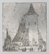 Portrait of a woman in profile; verso: Church with a brick tower. Feliks Jablczynski (1865–1928),