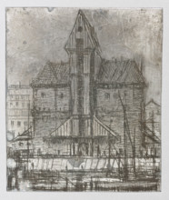 Naturalists' House in Gdansk; verso: Crane in Gdansk. Jablczynski, Feliks (1865–1928), graphic