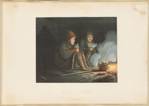 Kamchadalen at winter halt. Lithograph after a drawing by Leopold Niemirowski (1810–1883), drawn