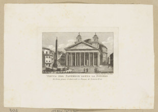View of the Pantheon in Rome. Engraving by Achille and Pietro Parboni (etchings made 1824–1826).