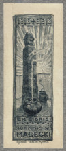 Jan Malecki's bookplate Swiatowid in front of whom smoke rises from two vessels. In the background