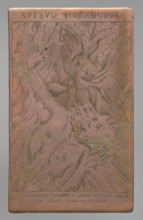 Recto: Martyrdom of the Soul in Hell 'Tormentum gustus'; verso: partially blurred emblematic