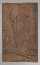 Saint Barbara; graphic artist; Barbara (St.) iconography; Tyszkiewicz, Konstanty (1806–1868);