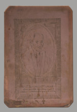 Saint Vincent de Paul. The saint visible in a bust, wearing a surplice and a stole; face stippled.