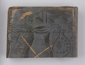 Bookplate of Zygmunt Grünstein; verso: fragment of another bookplate crossed out and cut into two