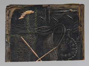 Bookplate of Zygmunt Grünstein; verso: fragment of another bookplate crossed out and cut into two