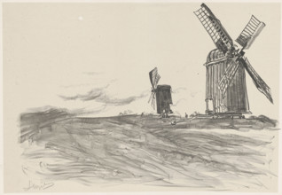 Two windmills, Wyczólkowski, Leon (1852-1936), graphic artist; Pruszynski, Aureliusz (1873-post