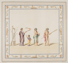 Vestigia delle Terme di Tito. A cart loaded with grapes. Quadro from the vault decoration of room