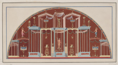 Vestigia delle Terme di Tito. View of the apse in room 25 with statues of Minerva, Juno and Venus;