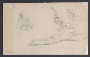 Studies of male figures, sketch for the painting 'The Princess's Dowry' (1894), Wojciech Gerson