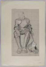 Seated Knight, Thoma, Hans (1839-1924), draughtsman, knights, studies for paintings, 1885, Germany,