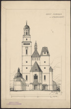 Grodzisk. Parish Church of St. Anne. Reconstruction project never realized. Front elevation.