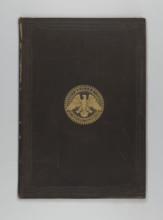 Album binding titled 'Skizzen zu dem Tagebuche von Adalbert Prinz von Prussen, 1842-1843'; Wilhelm