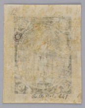 Graphic print bookplate (oval), 2nd half of the 18th century; height 9.1 cm, width 7.2 cm. Depicts