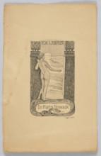 Ex Libris Dr. Hans Nowack; Woldemar (1878–1915), graphic artist; bookplate depicting Eve (Bible)