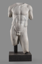 Torso of a Man in the Type of Apollo Omphalos, Roman workshop, restitution, Apollo (mythology),