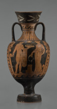 Red-figure amphora, Apulian workshop, repossession; Classical Period; 3rd quarter of the 4th