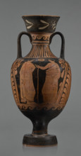 Red-figure amphora, Apulian workshop, Classical Period. Wide, tapering foot supporting a