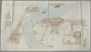 Fortification plan; graphic artist; Chinese art; Chinese maps; four fortification complexes;