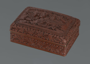 Box with a lid; Chinese art; figurative scenes; landscape motifs; Qing (1644–1911); pines; meander