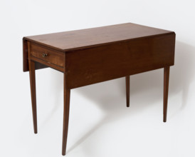 Table, flaps, neoclassicism (style), mahogany. Rectangular table with flaps on the long sides and a