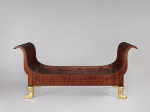 Bed, animal paws, Empire (style), bedrooms, Empire bed, mahogany, with S-shaped outward-curving