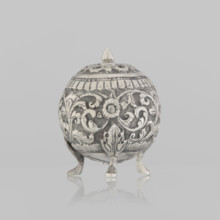 Salt cellar; Indian; 19th century. Small vessel (height 5.0 cm, diameter 4.0 cm) with plant tendril