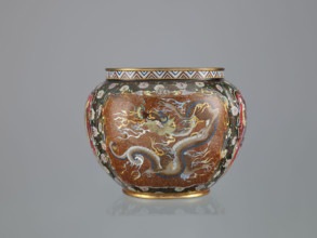 Vase with cover; Japanese; Meiji period (late 19th century, 1868–1912); cloisonné enamel; decorated