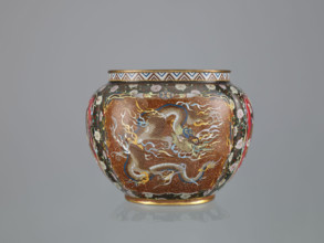 Vase with cover; Japanese; Meiji period (late 19th century, 1868–1912); cloisonné enamel; decorated