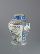 Vase, Chinese, Qing (1644–1911), early 20th century; decorative vessel depicting lotuses, peonies,