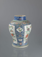 Vase, Chinese art, Chinese, Qing (1644–1911), lotuses, peonies, chrysanthemums, plum trees, birds,