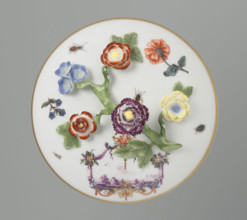 Sugar bowl with a lid and a branch handle, Koenigliche Porzellain Fabrique, Meissen (1710–1763),