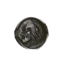 Bronze coin, Pantikapaion; obverse: head of bearded Satyr to left; reverse: bull's head to left