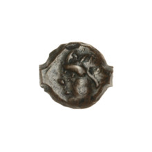 Bronze coin from Pantikapaion, obverse: head of a beardless Satyr in an ivy wreath facing left;