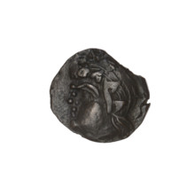 Bronze coin, Pantikapaion; obverse: head of a beardless satyr in ivy wreath facing left; reverse: