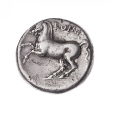 didrachma; publisher; Apollo (mythology); galloping horse; horses; head of Apollo. Obverse: head of