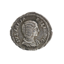 Denarius of Caracalla (188–217; Roman emperor 198–217) featuring Julia Domna (ca. 160–217; Roman