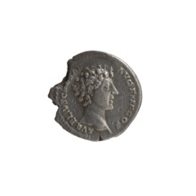 Denarius, ca. 140–144, Rome. Obverse: head of young Marcus Aurelius without a cap to the right;