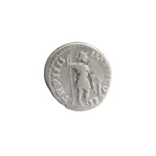 Denarius of Lucius Verus (130–169; Roman emperor 161–169). Obverse: Bust of Lucius Verus naked and